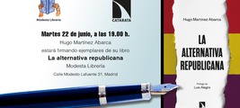 ​Hugo Martínez Abarca firmará ejemplares de La alternativa republicana